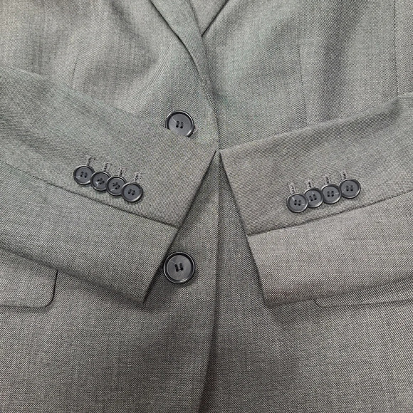 Ann Taylor Sz 8 Sharkskin Iced Slate Gray Two-Button Lined Blazer Jacket Pockets - Picture 7 of 16